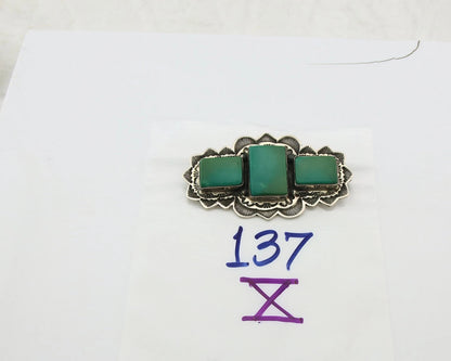 Navajo Handmade Pin Sterling Silver Turquoise Vintage Artist Signed B