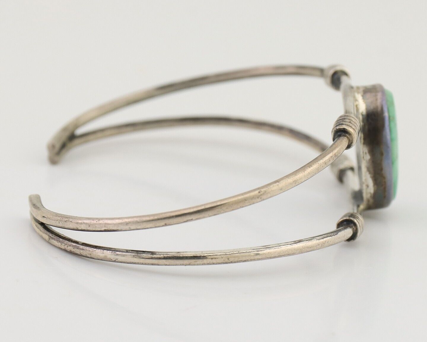 Navajo Cuff Bracelet 925 Silver Natural Blue Turquoise Native American C.80's