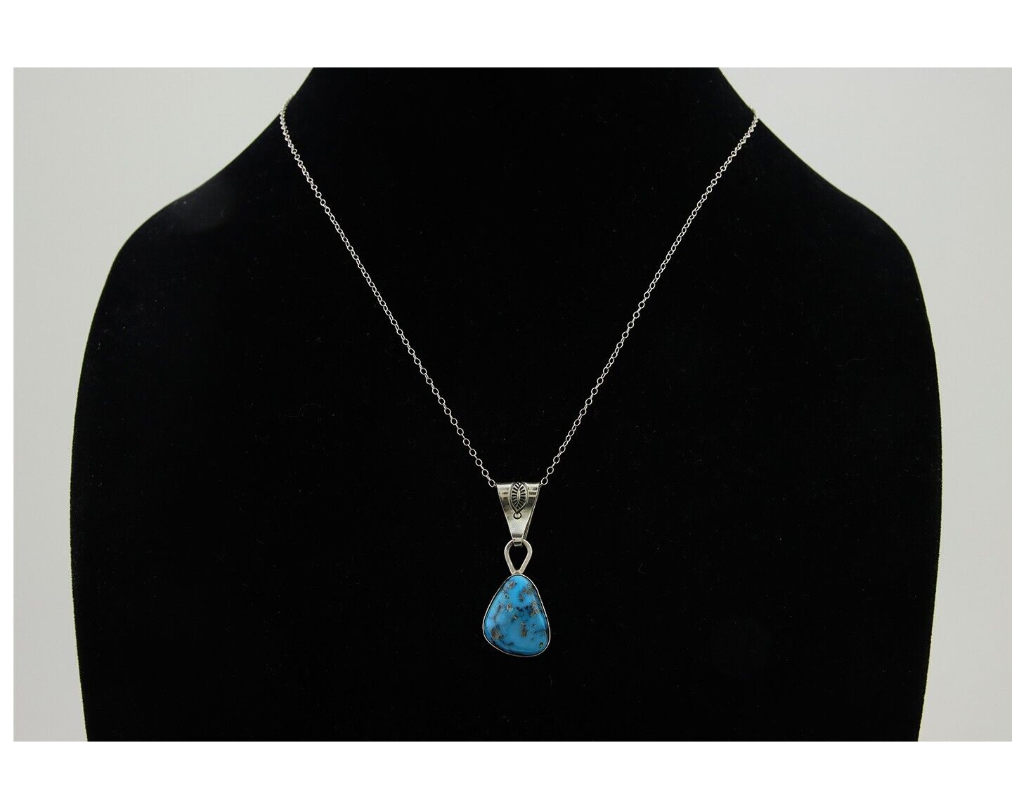 Navajo Necklace 925 Silver Blue Turquoise Artist Signed Tony Guerro C.80's