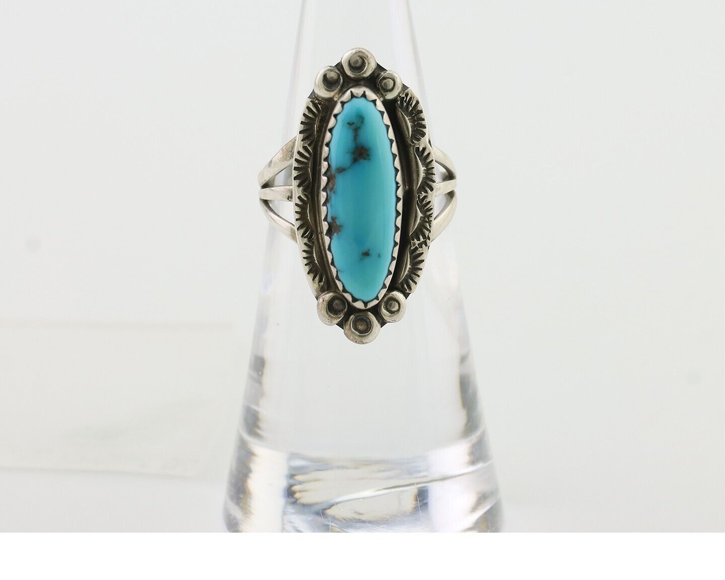 Navajo Ring 925 Silver Kingman Turquoise Artist Signed SC Size 5.25 C.80's