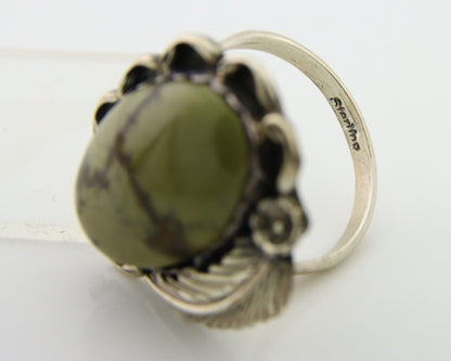 Navajo Ring 925 Sterling Silver Green Turquoise Native American Artist C.80s