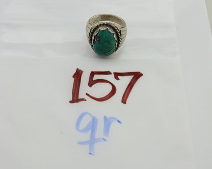 Navajo Hand Stamped Ring 925 Silver Arizona Turquoise Artist C.80's