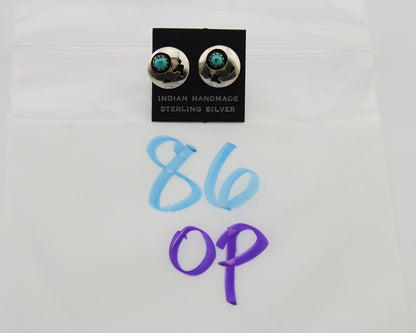 Navajo Handmade Earrings 925 Silver Turquoise Native American Artist C.80's