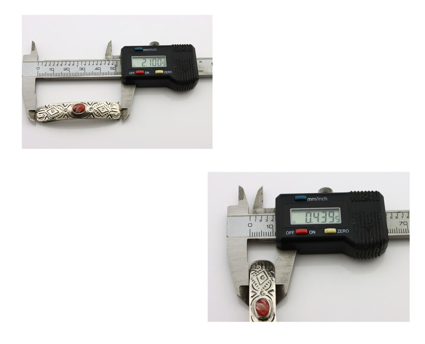 Women Navajo Hair Clip Barrette 925 Silver White Red Spiney Oyster Native Artist