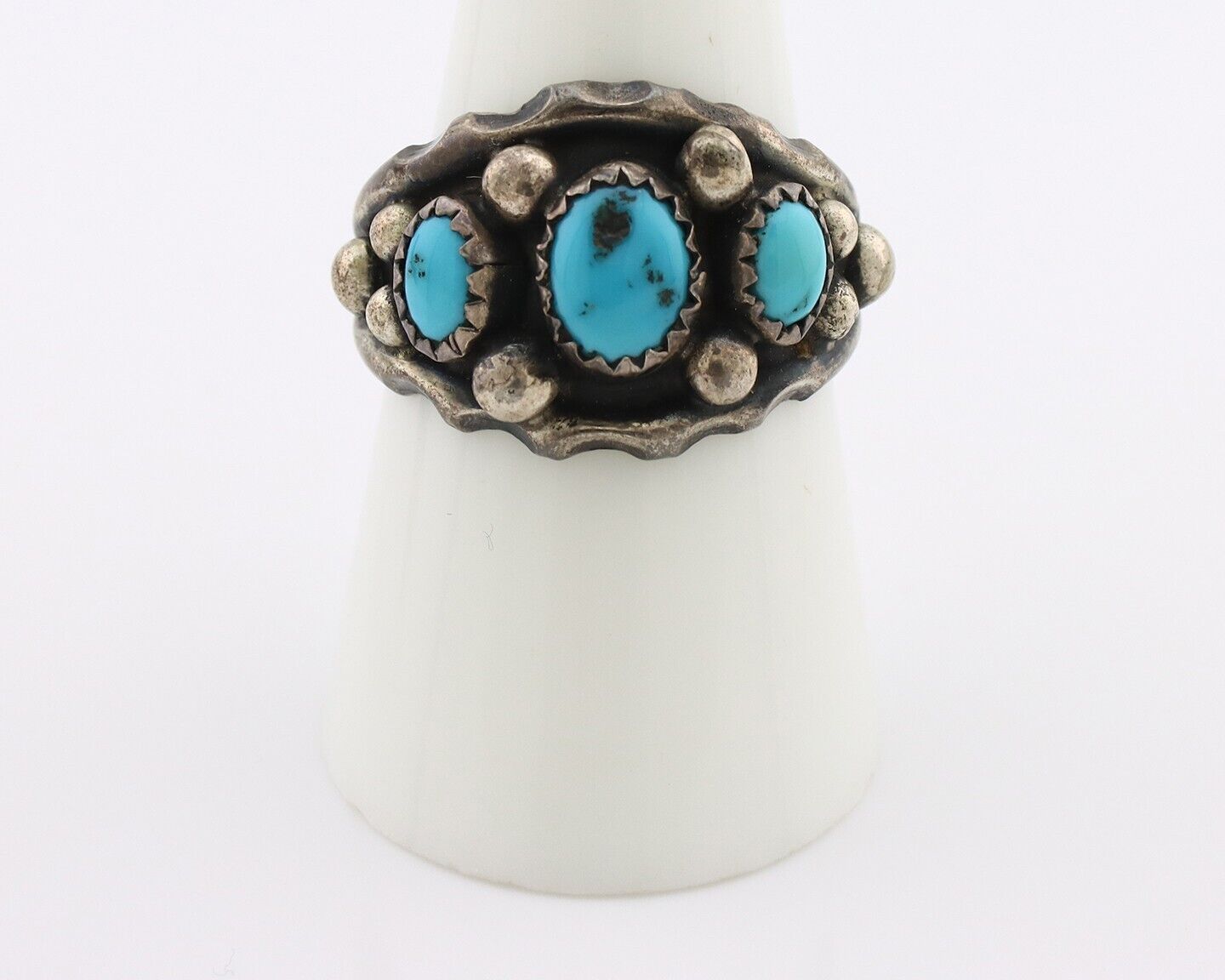 Navajo Ring 925 Silver Turquoise Artist Signed E SkyStone Creations C.80's