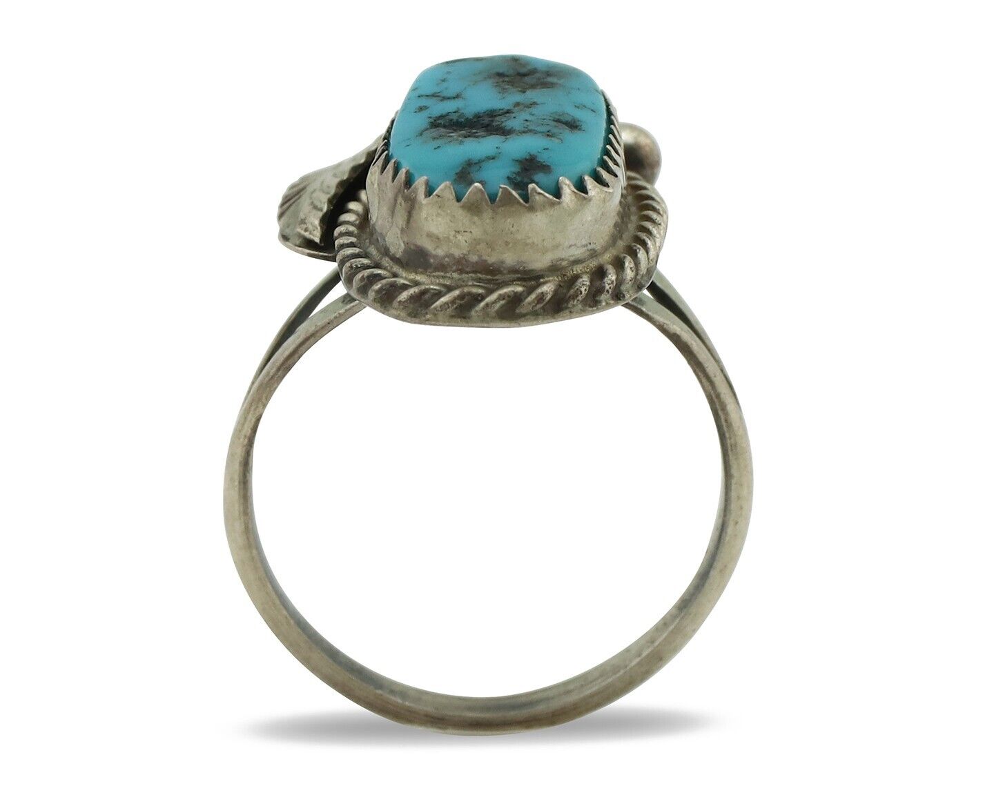 Navajo Ring 925 Silver Sleeping Beauty Turquoise Artist Signed Justin Morris C80