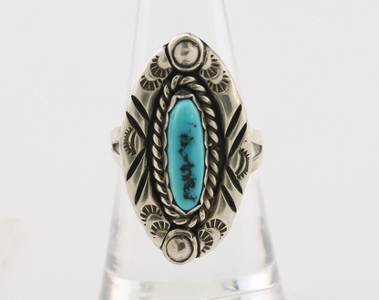 Navajo Ring 925 Silver Sleeping Beauty Turquoise Signed V & N EDSITTY C.80's