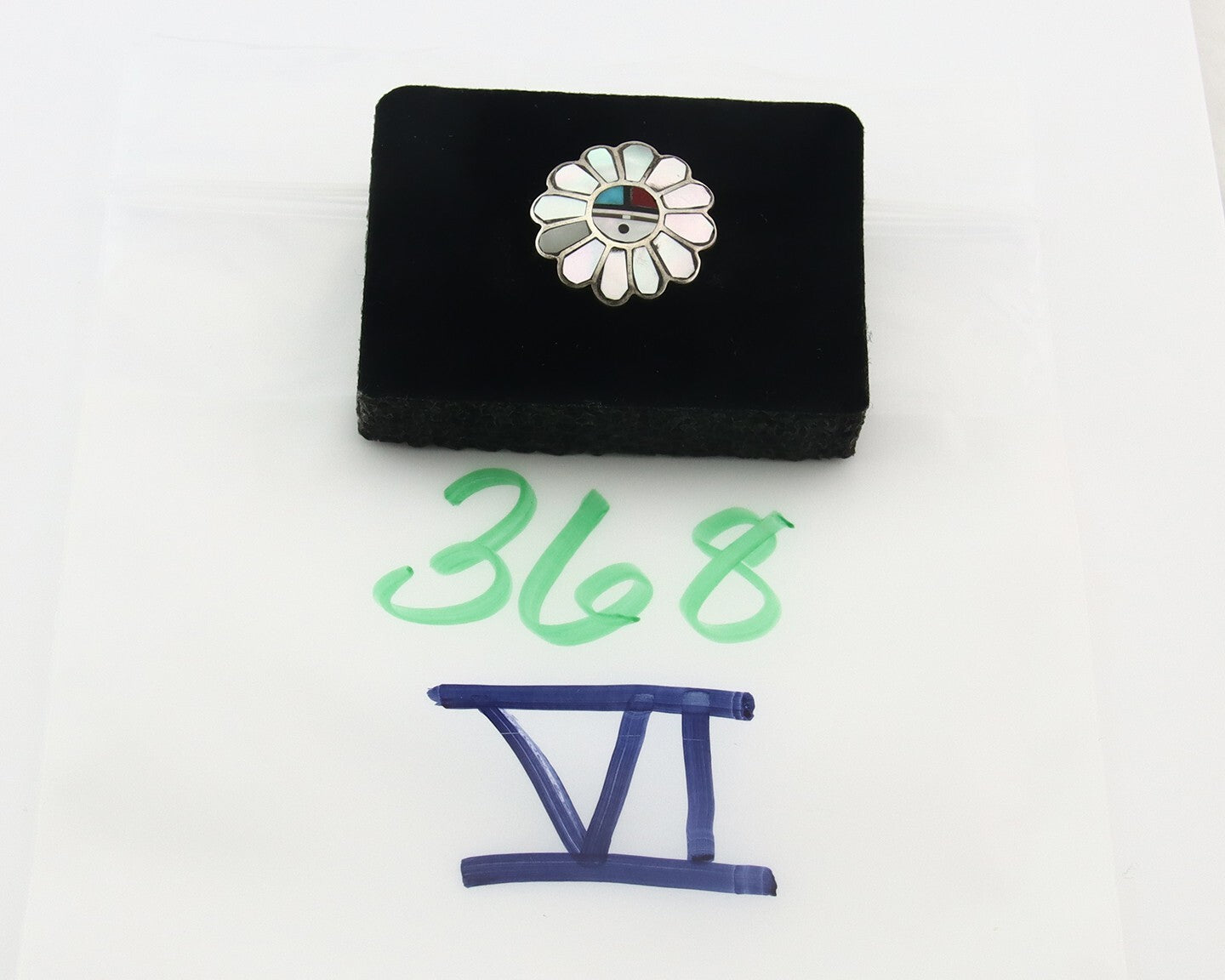 Vintage Zuni Ring 925 Sterling Silver Natural Gemstone Size 6.0