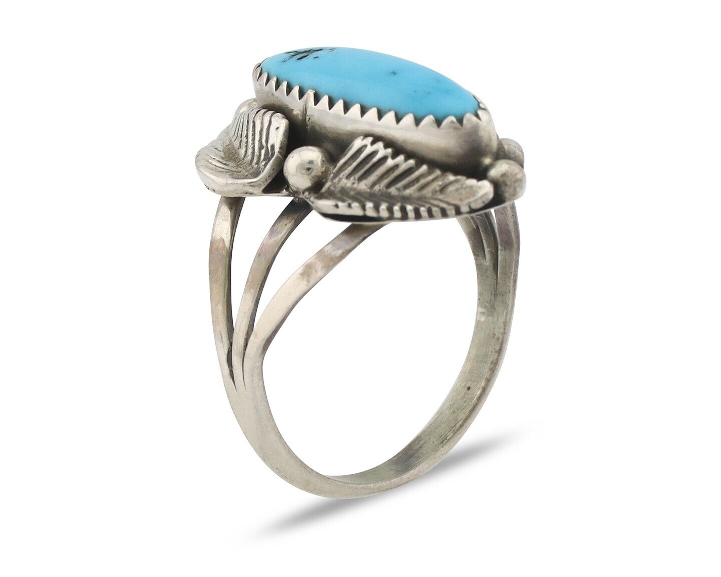 Navajo Ring .925 Silver Sleeping Beauty Turquoise Signed SkyStone Creations C80s