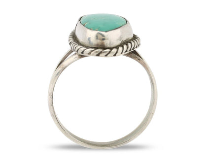 Navajo Ring 925 Silver Natural Turquoise Artist Signed Rabbit Stick C.80's