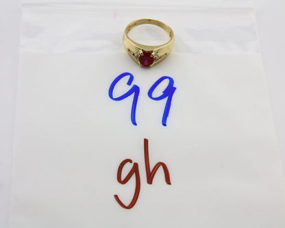 Men Lab-Created Gemstone & Simulated Diamond Ring in 14k Real SOLID Yellow Gold