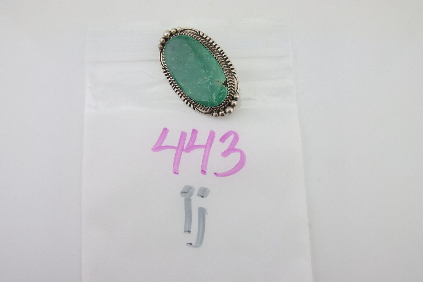 Navajo Pin Pendant 925 Silver Natural Blue Turquoise Artist Signed B C.80's