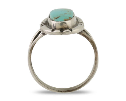Navajo Handmade Ring 925 Silver Blue Turquoise Artist Signed Kachina C.80's