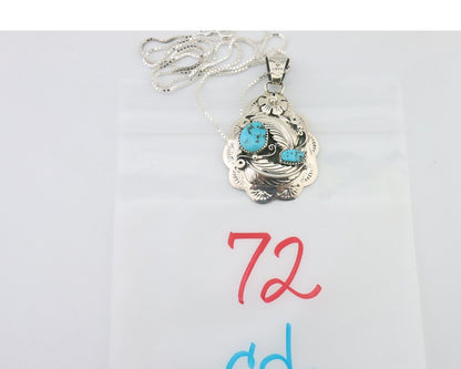 Navajo Necklace 925 Silver Turquoise Native Artist Signed Wilbert Benally C.80s