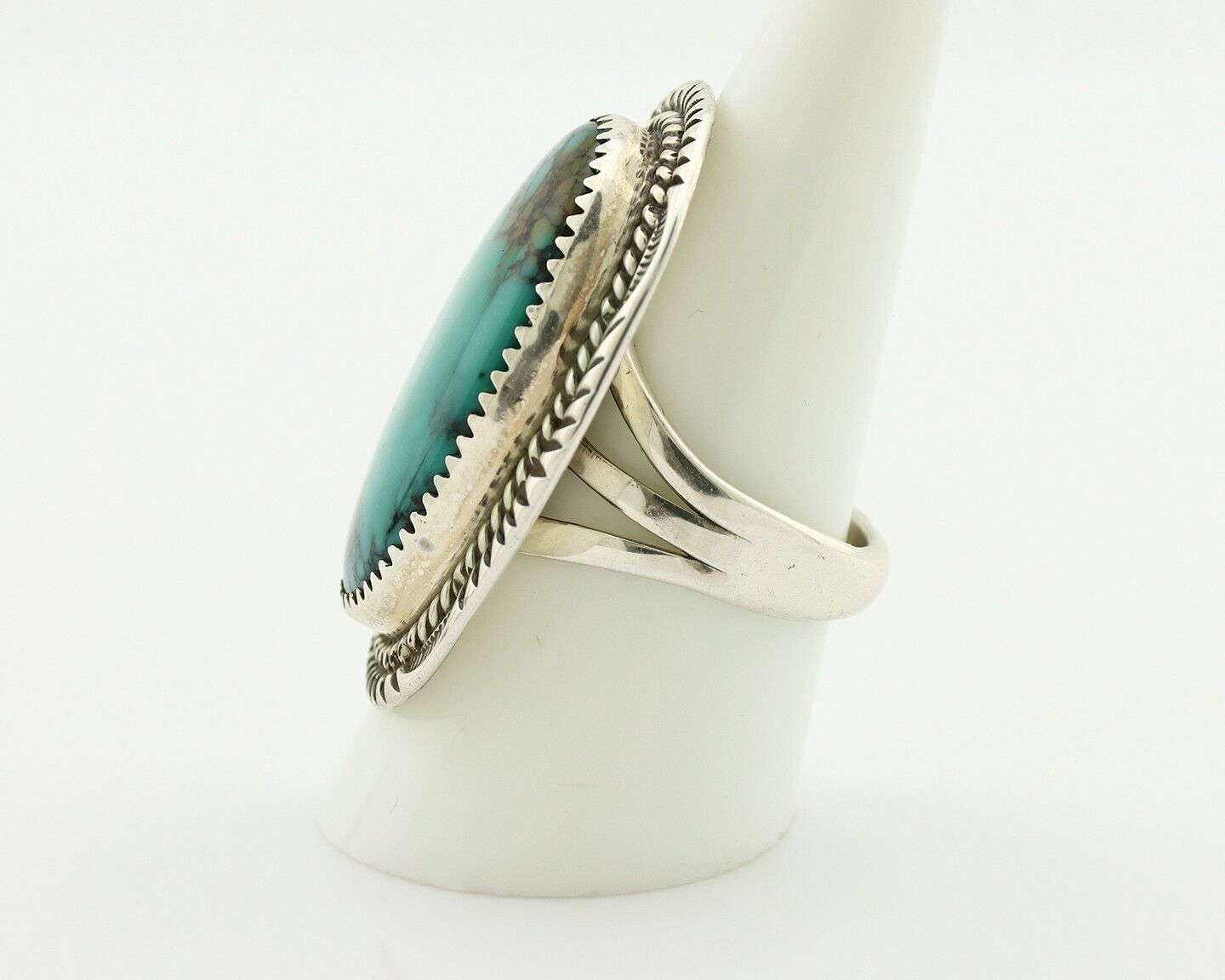 Navajo Ring 925 Silver Natural Blue Turquoise Signed William Denetdale C.80's