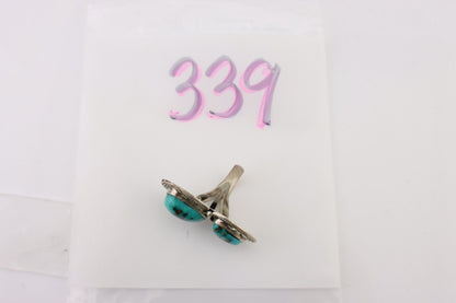 Navajo Handmade Ring 925 Silver Natural Tuquoise Artist Signed Tom Willeto C.80s