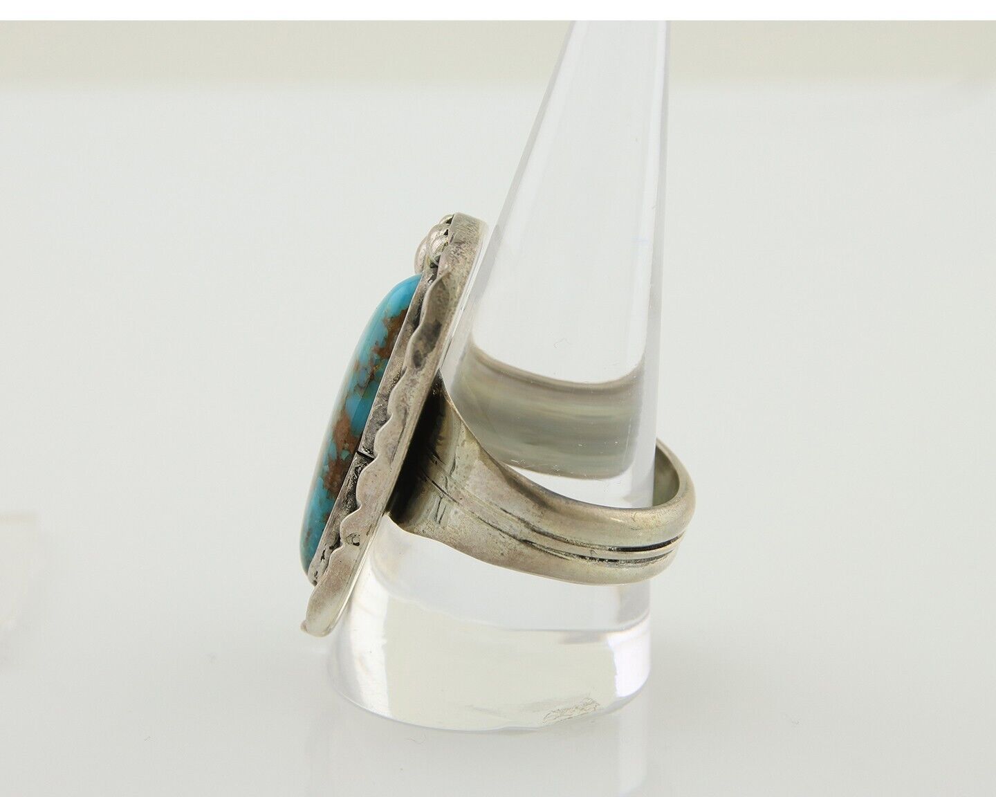Navajo Ring .925 Silver Natural Turquoise Artist Signed Zachary C.80's