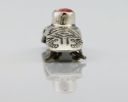 Women Navajo Hair Clip Barrette 925 Silver White Red Spiney Oyster Native Artist