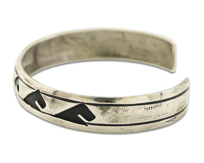 Navajo Bracelet 925 Silver Handmade Cuff Artist Signed TJB C.80's