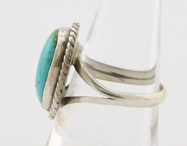 Navajo Ring 925 Silver Kingman Turquoise Native American Artist C.80's