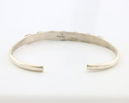 Navajo Cuff Bracelet Sterling Silver Natural Malachite Vintage Signed AL