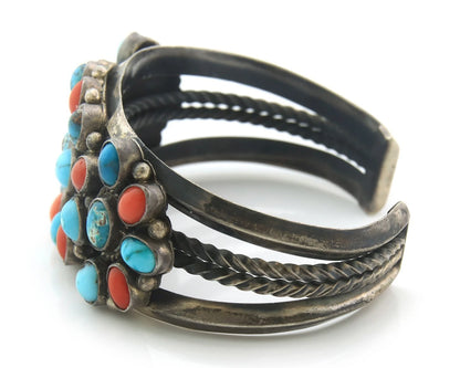 Navajo Cuff Bracelet Sterling Silver Natural Gemstone Vintage Handmade
