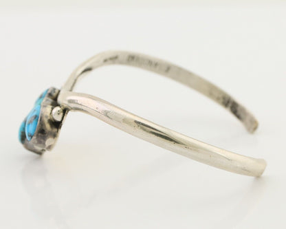Navajo Bracelet 925 Silver Morenci Turquoise Artist Signed Frank Sandoval C.80's