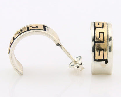 Navajo Earrings Sterling Silver & Gold Vintage Handmade Signed S Skeets