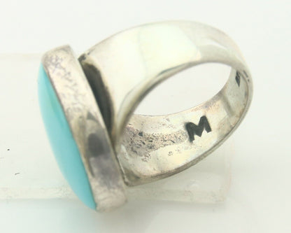 Navajo Ring 925 Sterling Turquoise Handmade Signed M Montoya C.80's Size 8.25
