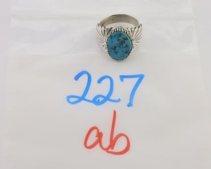 Mens Navajo Ring 925 Silver Sleeping Beauty Turquoise Artist Signed DK C.80's