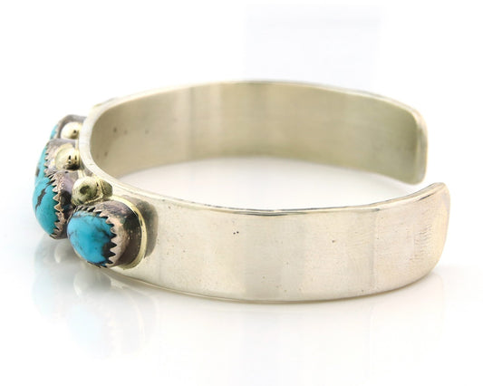 Navajo Bracelet Sterling Silver Nevada Turquoise Artist Signed C Jones