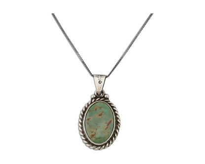 Navajo Pendant 925 Silver Natural Green Turquoise Signed M Montoya C.90s