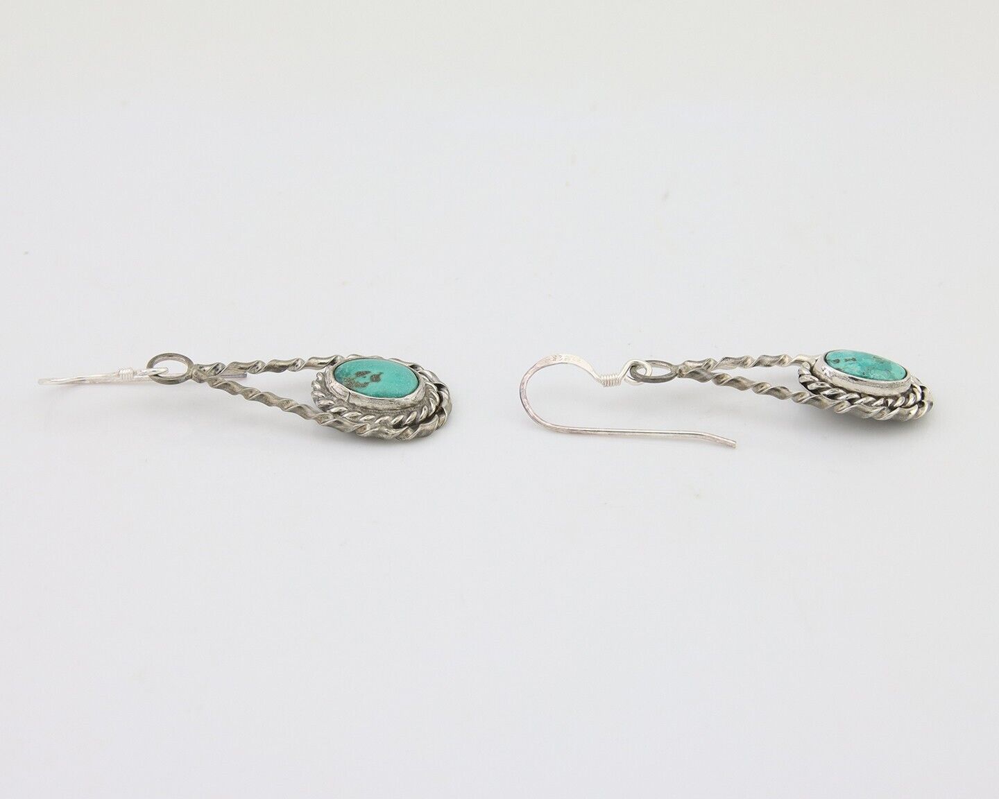 Navajo Dangle Earrings 925 Silver Natural Blue Turquoise Native Artist C.80's
