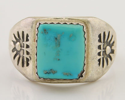 Navajo Handmade Ring 925 Silver Turquoise Native Artist C.80's