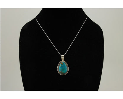Navajo Necklace 925 Silver Natural Blue Turquoise Artist Signed Mike Begay C.80s
