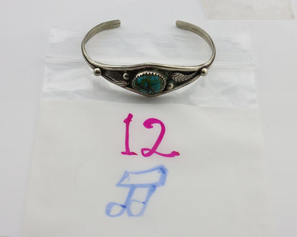 Navajo Bracelet 925 Silver Kingman Turquoise Native American Artist C.80's