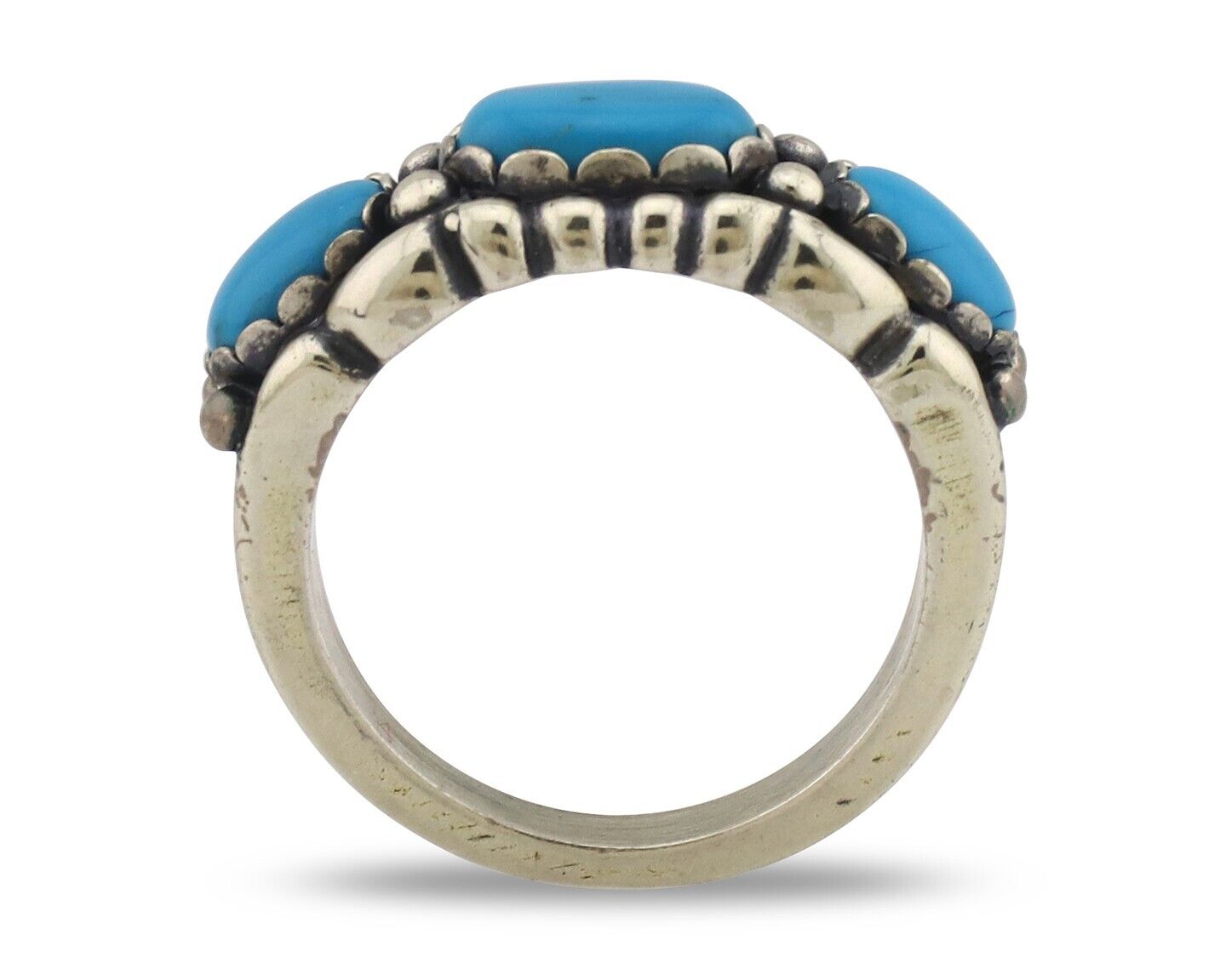 Navajo Ring 925 Silver Sleeping Beauty Turquoise Artist Signed Wheeler C.80's