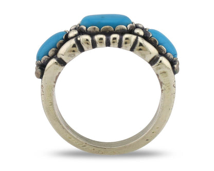 Navajo Ring 925 Silver Sleeping Beauty Turquoise Artist Signed Wheeler C.80's