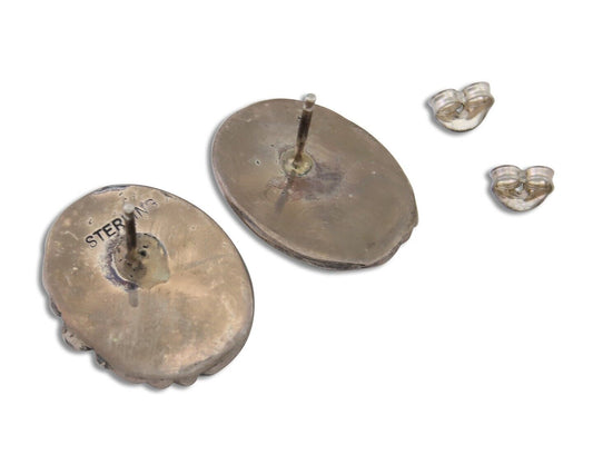 Navajo Paw Earrings 925 Silver Blue Turquoise Native American Artist C.80's