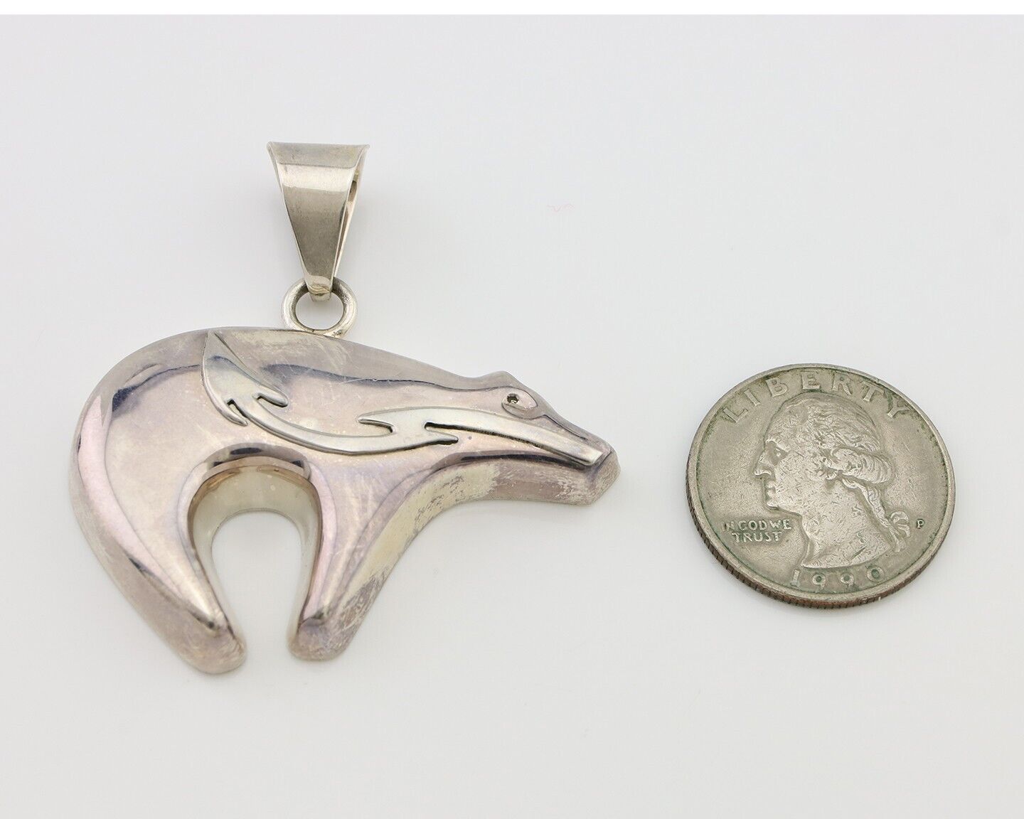 Navajo Spirit Bear Pendant 925 Sterling Silver Native C C.80's