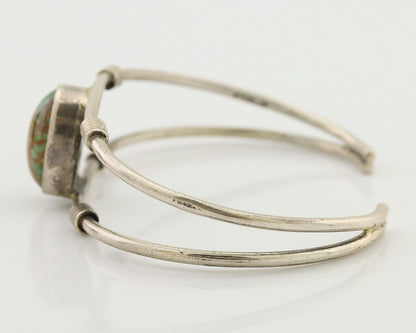 Navajo Bracelet 925 Silver Natural Green Turquoise Native American C80s
