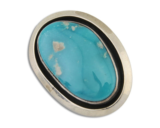 Navajo Pin Pendant 925 Silver Globe Turquoise Artist Signed Doug Zachary C.80's