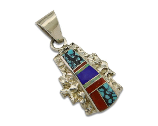 Navajo Pendant 925 Silver Natural Gemstone Handmade Native American Artist C80s