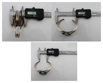 Navajo Bracelet 925 Silver Natural Blue Turquoise Native American Artist C.80's