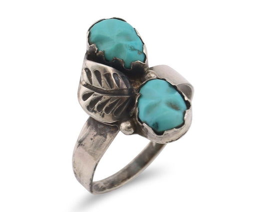 Zuni Handmade Ring 925 Silver Kingman Turquoise Native Artist C.80's