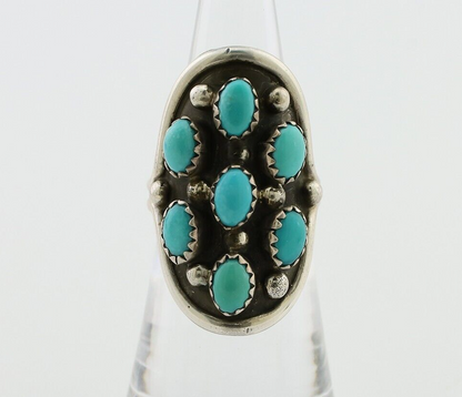 Navajo Handmade Ring 925 Silver Kingman Turquoise Artist Signed BB C.80's
