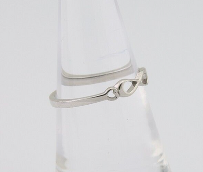 Infinity Heart Promise Ring 925 Solid Silver Size 6.0