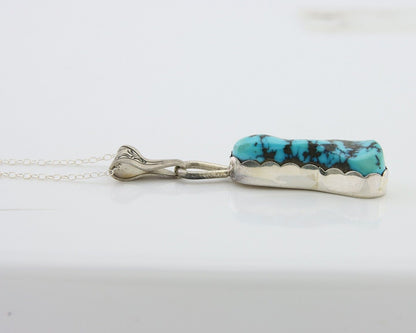 Navajo Necklace 925 Silver Natural Blue Turquoise Artist Tony Guerro C.80's