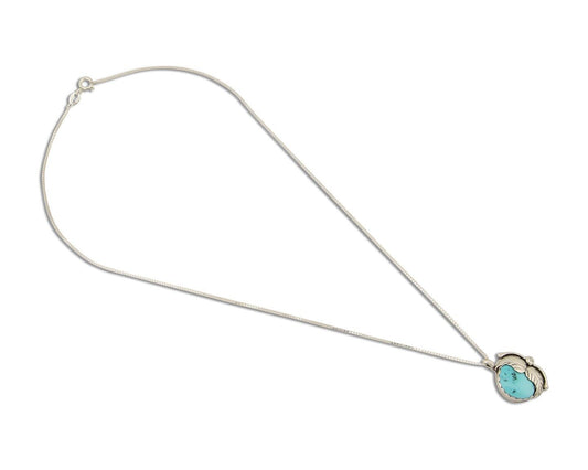 Navajo Necklace 925 Silver Natural Blue Turquoise Artist Signed D Zachary C.80's