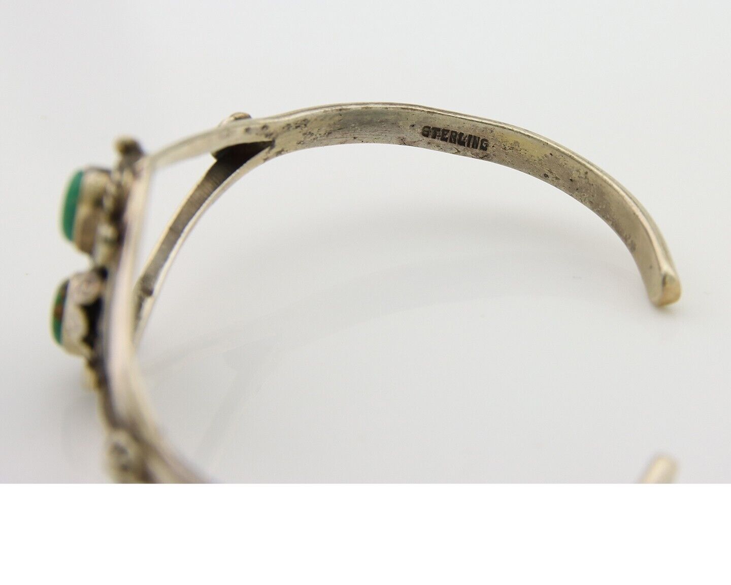 Navajo Bracelet 925 Silver Cuff Turquoise Handmade Native Artist C.80's